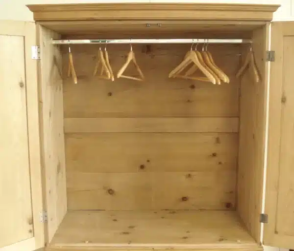 Rare Gothic Revival 19th century pine wardrobe on chest - Image 2