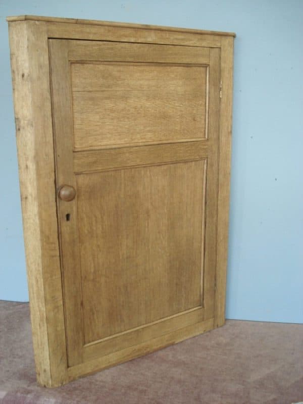 Polished Bare Oak Early 19th Century Corner Cupboard