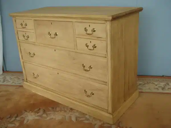 Substantial Blonde Hardwood Seven Drawer Chest Circa 1890. Antique Chest Of Drawers 9