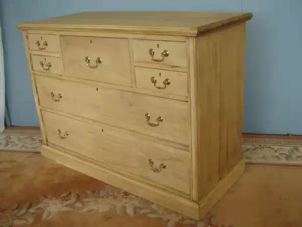 Substantial Blonde Hardwood Seven Drawer Chest Circa 1890. - Image 7