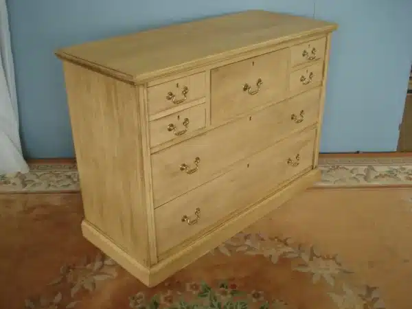 Substantial Blonde Hardwood Seven Drawer Chest Circa 1890. Antique Chest Of Drawers 3