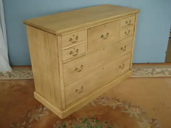 Substantial Blonde Hardwood Seven Drawer Chest Circa 1890.