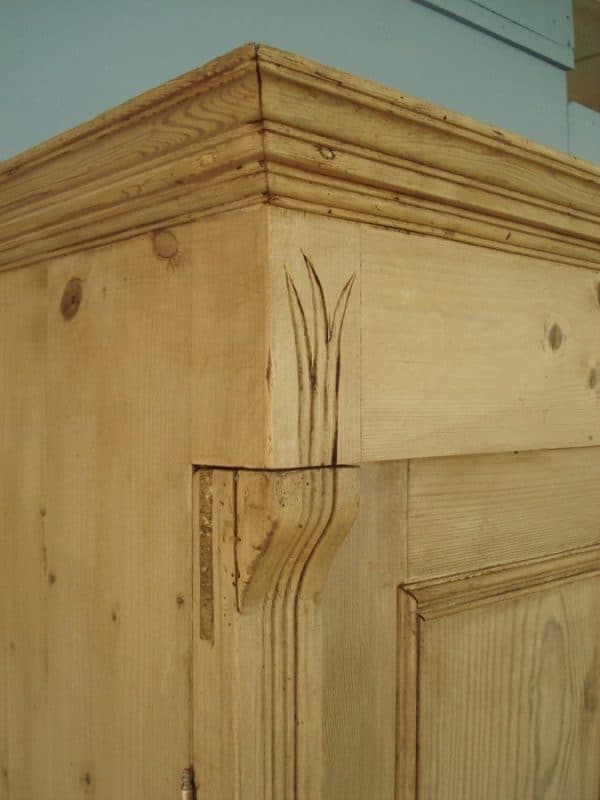 French Antique Pine Linen Cupboard / Wardrobe Antique Wardrobes 8