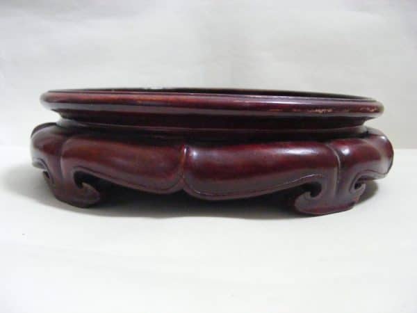 Rare Chinese LARGE HEAVY wood Stand Qing Collectors label BAT shaped feet