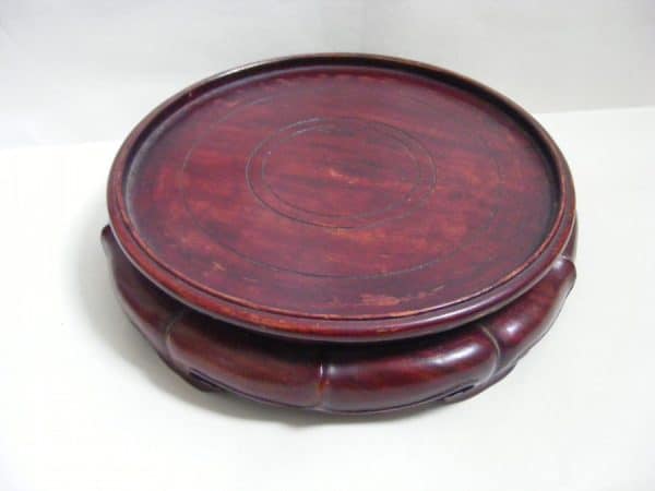 Rare Chinese LARGE HEAVY wood Stand Qing Collectors label BAT shaped feet - Image 2
