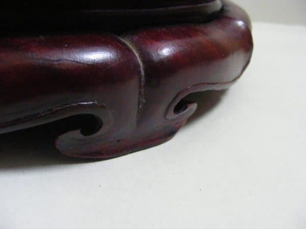 Rare Chinese LARGE HEAVY wood Stand Qing Collectors label BAT shaped feet - Image 3