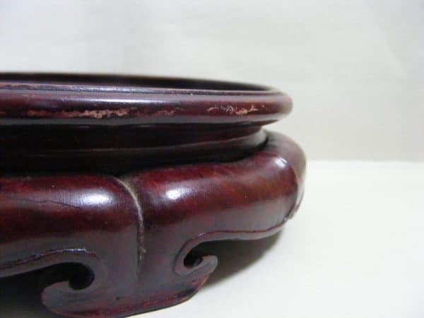 Rare Chinese LARGE HEAVY wood Stand Qing Collectors label BAT shaped feet antique canton vase Antique Vases 6