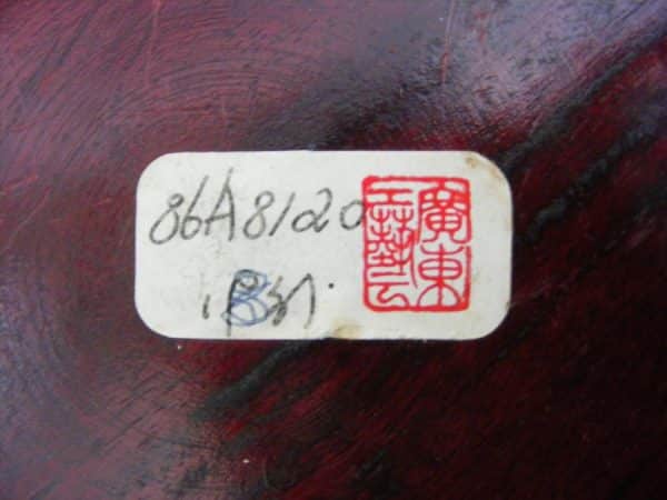 Rare Chinese LARGE HEAVY wood Stand Qing Collectors label BAT shaped feet - Image 8