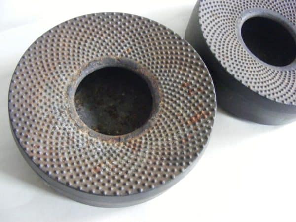 Rare PAIR mid Century Modern Brutalist IRON Ashtray with Match Strikers 1950’s brutalist Antique Metals 6