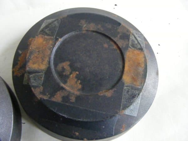 Rare PAIR mid Century Modern Brutalist IRON Ashtray with Match Strikers 1950’s brutalist Antique Metals 11