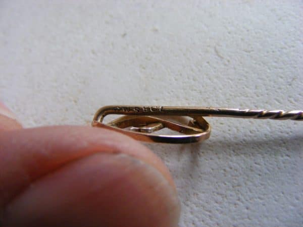 EXQUISITE Gold pearl & Turquoise Tie Hat Brooch PIN Chester c1900 Original Box - Image 6