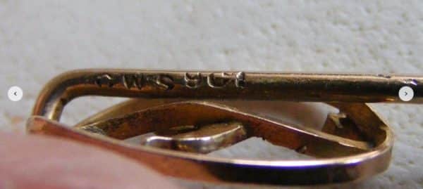 EXQUISITE Gold pearl & Turquoise Tie Hat Brooch PIN Chester c1900 Original Box - Image 5