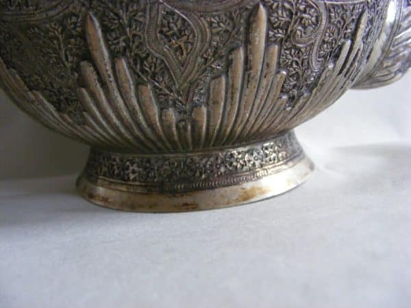 Gorgeous Anglo Indian Silver Bachelor Tea Pot c1890 Kashmir Shawl Pattern India Antique Silver 9