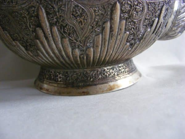 Gorgeous Anglo Indian Silver Bachelor Tea Pot c1890 Kashmir Shawl Pattern - Image 7