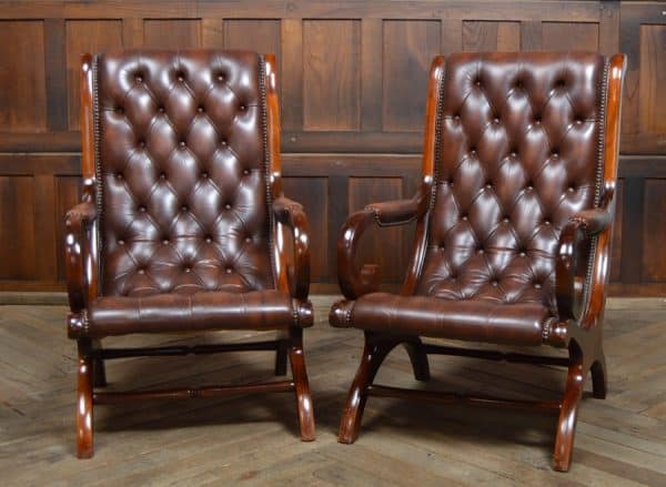 Pair Of Mahogany Chesterfield Slipper Chairs SAI2970