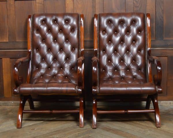 Pair Of Mahogany Chesterfield Slipper Chairs SAI2970 - Image 3