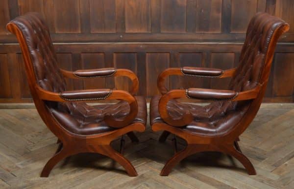 Pair Of Mahogany Chesterfield Slipper Chairs SAI2970 - Image 5