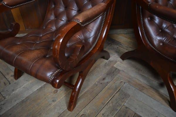 Pair Of Mahogany Chesterfield Slipper Chairs SAI2970 Chesterfield Antique Chairs 13