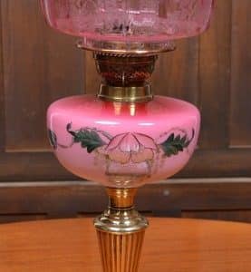 Victorian Brass Hand Painted Paraffin/ Oil Lamp SAI2960 Antique Lighting