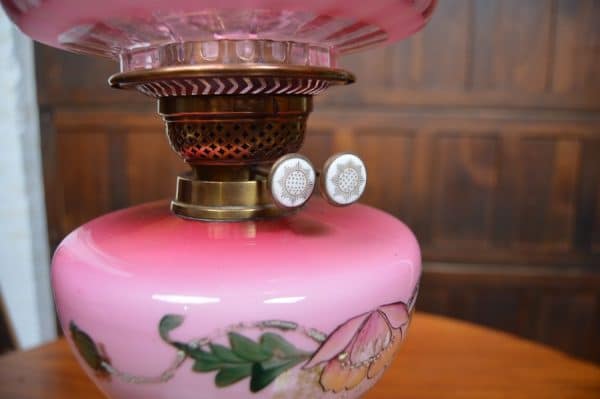 Victorian Brass Hand Painted Paraffin/ Oil Lamp SAI2960 - Image 3