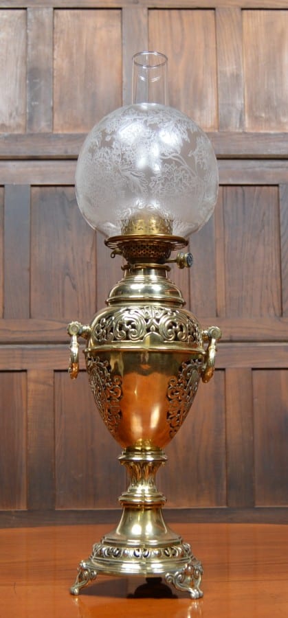 Victorian Brass Paraffin/ Oil Lamp SAI2657 - Antiques To Buy