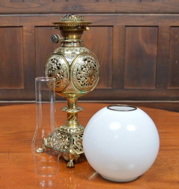 Victorian Brass Hink And Sons Oil Lamp SAI2958 - Image 2