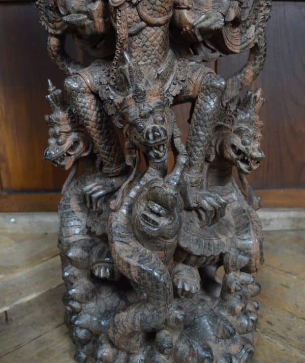 Indonesian Hardwood Figure Of Vishnu, Garuda And Dragons SAI2966 Miscellaneous 7