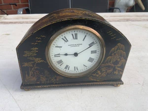 Chinoiserie mantel clock by Mappin & Webb of London Antique Clocks 3