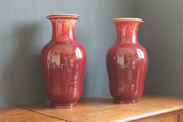 Qing dynasty Chinese Sang de boeuf vase. No 2 of 2 available Ox blood pottery Antique Vases 14