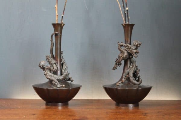 Japanese Bronze Dragon Vases.Mid 19th Century - Image 3