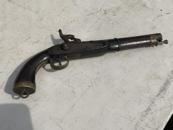 Percussion pistol military item from early 19th century