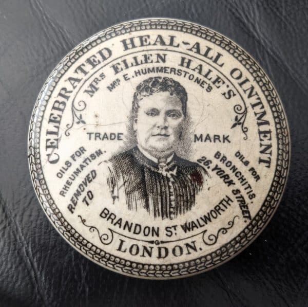 Victorian oiment pot Mrs Ellen hales victoria pot lid