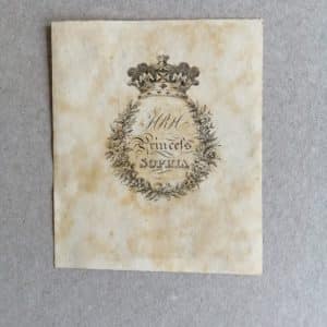Very RARE HRH Princess Sophia Queen Victoria Aunt Armorial Bookplate c1800 bookplate Antique Prints