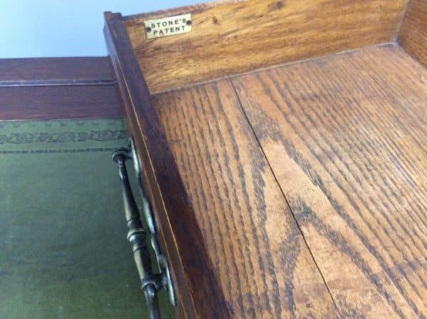Arts & Crafts Stones Patent Oak Desk c1900 - Image 11