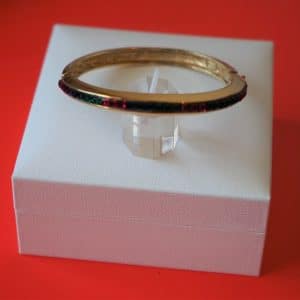 SALE – Vintage Attwood & Sawyer Gold Plated Gem Set Bangle – Boxed Boxed Diamond Rings Antique Bracelets