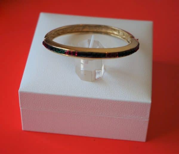 SALE - Vintage Attwood & Sawyer Gold Plated Gem Set Bangle - Boxed