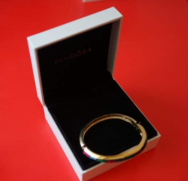 SALE - Vintage Attwood & Sawyer Gold Plated Gem Set Bangle - Boxed - Image 4