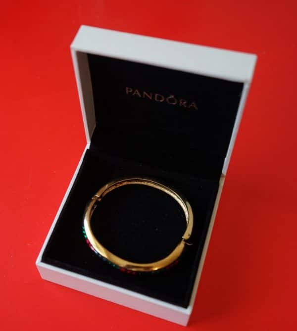 SALE - Vintage Attwood & Sawyer Gold Plated Gem Set Bangle - Boxed - Image 7