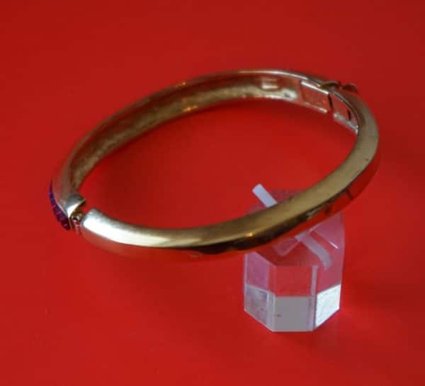SALE - Vintage Attwood & Sawyer Gold Plated Gem Set Bangle - Boxed - Image 2