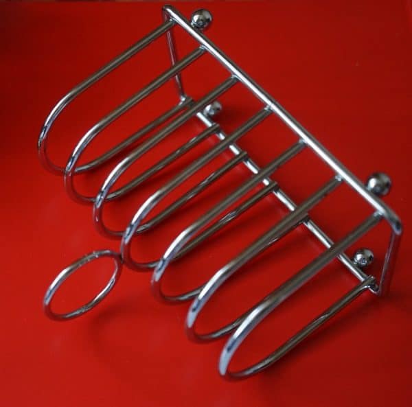 Vintage Chrome Six Bar Letter / Toast Rack Boxed Set Silver Fruit Knives Antique Metals 8