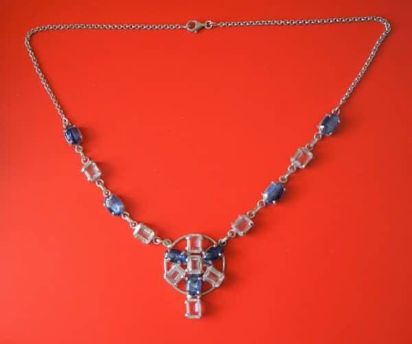 SALE – Ornate 925 Sterling Silver Gem Set Necklace – Gift / Jewellery / Pendant Cocktail Gem Set Rings Antique Jewellery 3