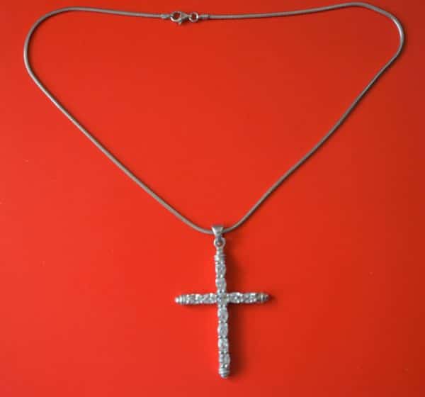 925 Silver Gem Set Crucifix Pendant – Boxed Silver Jewellery Crosses Antique Jewellery 3