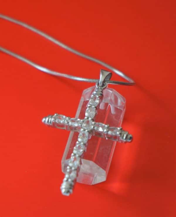 925 Silver Gem Set Crucifix Pendant - Boxed - Image 5