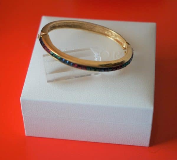 SALE – Vintage Attwood & Sawyer Gold Plated Gem Set Bangle – Boxed Boxed Diamond Rings Antique Bracelets 10