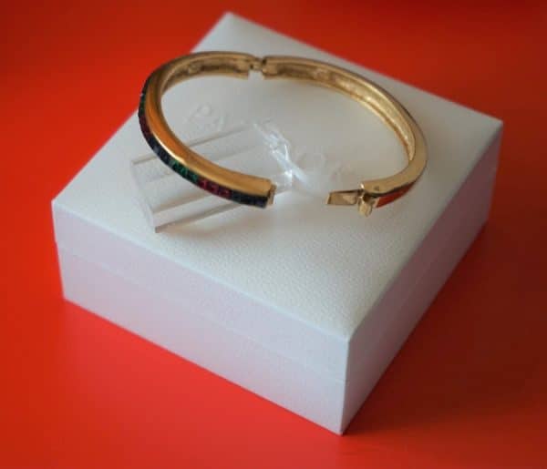 SALE - Vintage Attwood & Sawyer Gold Plated Gem Set Bangle - Boxed - Image 10