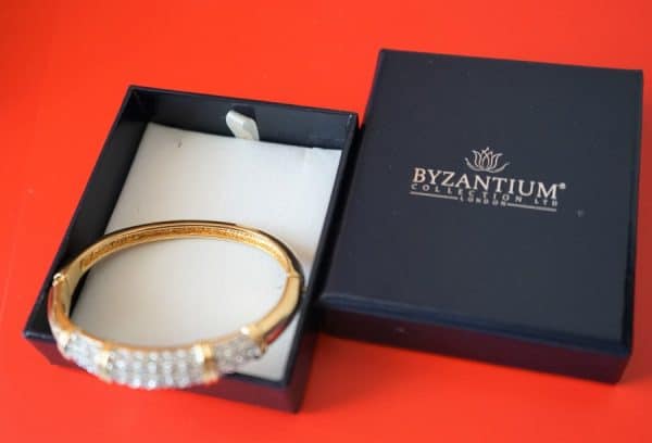 Vintage New Gold Plated Swarovski Bangle – Boxed Gold Jewellery Antique Bracelets 4