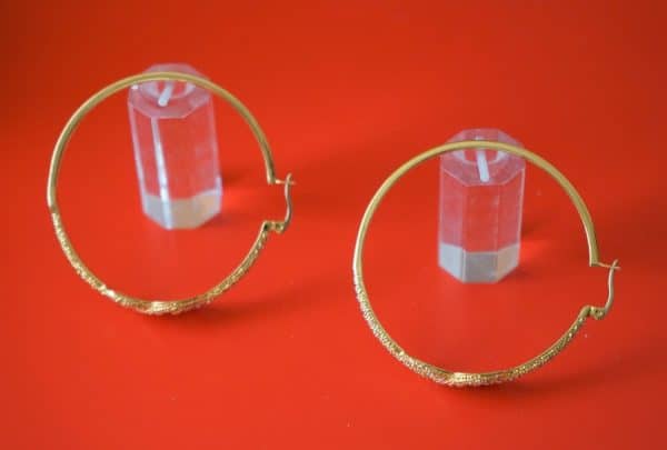 Vintage Large New Gold Plated Rhinestone Hoop Earrings - Image 3