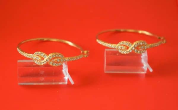 Vintage Large New Gold Plated Rhinestone Hoop Earrings - Image 4
