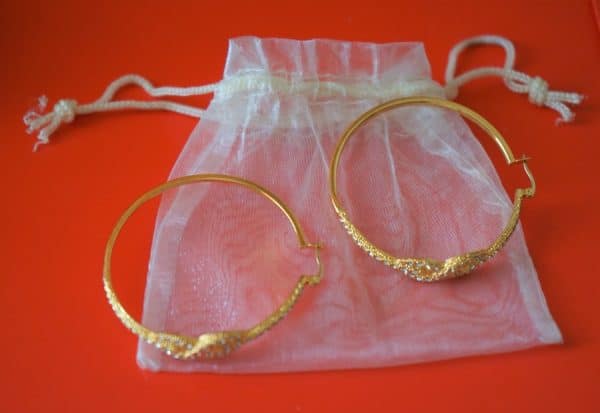Vintage Large New Gold Plated Rhinestone Hoop Earrings Costume Cocktail Rings Antique Earrings 7