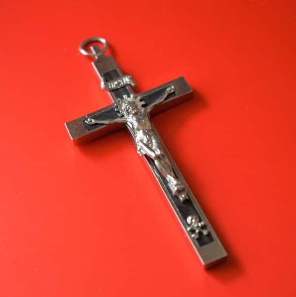 SALE – Vintage Large Heavy White Metal Crucifix Large Vintage Crucifix Antique Collectibles 5